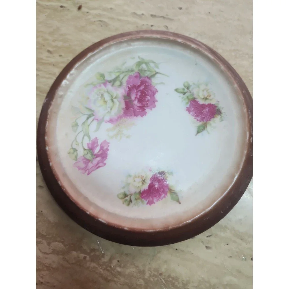 Antique  Floral Porcelain Trivet 6